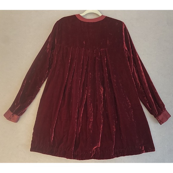 Free People Women S Velvet Tunic Dress Oversize Deep Red Christmas Royal Holiday - Picture 16 of 16